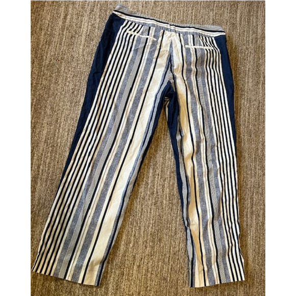 Liz Clairbourne Cotton Linen Blend Casual Womens Striped Pants Size 18 - Picture 2 of 8